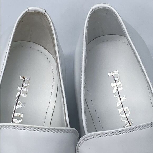 Prada Spazzolato Logo Platform Leather Loafers size 40 - Picture 10 of 14